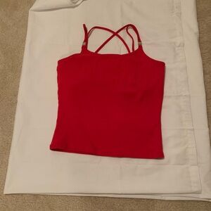 Red Sleeveless Fitted Crop Camisole